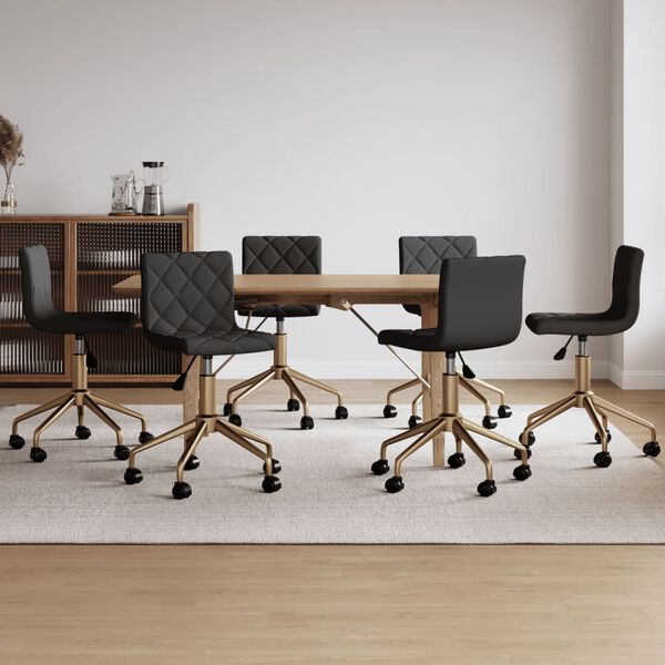 vidaXL Pasukamos valgomojo kėdės, 6vnt., tamsiai pilkos, aksomas