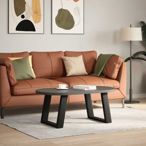 vidaXL Kavos staliuko kojelės, 2 vnt., juodos, 50x(42-43) cm, plienas, U formos