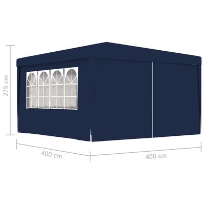 vidaXL Proginė palapinė su šoninėmis sienomis, mėlyna, 4x4m, 90g/m²