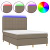 vidaXL Lova su spyruoklėmis/čiužiniu/LED, taupe, 140x190 cm, audinys