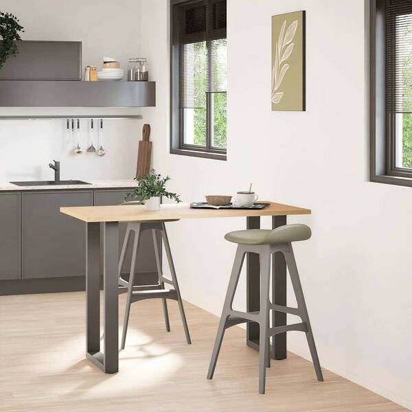 vidaXL Baro stalo kojos, U formos, 2 vnt., antracito spalvos, 40x(90-91) cm, plienas