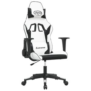 vidaXL Žaidimų kėdė, baltos ir juodos spalvos, dirbtinė oda