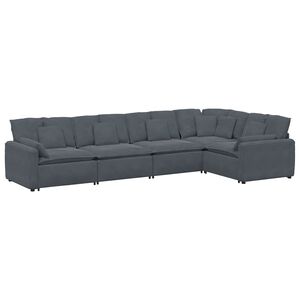 vidaXL Modulinė sofa su pagalvėlėmis, aksominė, tamsiai pilka