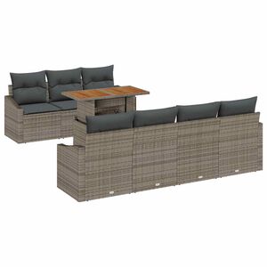 vidaXL Sodo Sofų Rinkinys su saugykla 8 pcs Pilka Poli ratanas