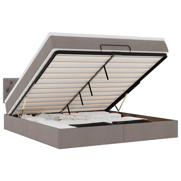 vidaXL Osmanų lova su čiužiniu Taupe 180x200cm audiniu