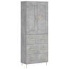 vidaXL Komoda, betono pilkos spalvos, 69,5x34x180cm, apdirbta mediena