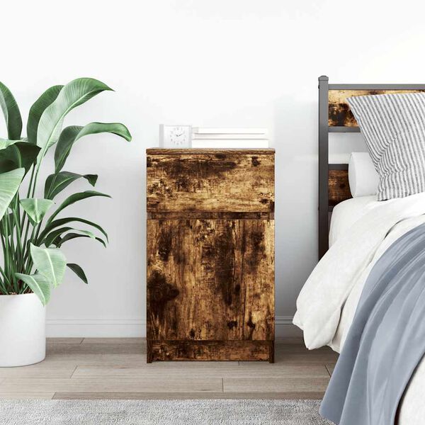 vidaXL Naktinė spintelė, dūminio ąžuolo, 39x35x65 cm, apdirbta mediena