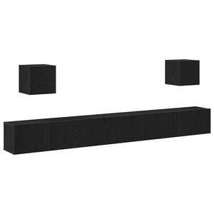 vidaXL TV spintelių komplektas 7 pcs Juodas ąžuolas 100 x 30 x 30 cm