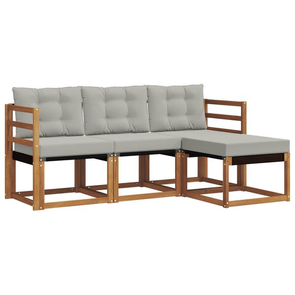 vidaXL Lauko sofos komplektas 4 pcs Natūrali ir &scaron;viesiai pilka