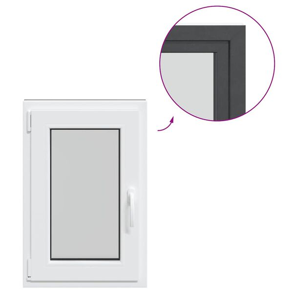 vidaXL Rūsio langas "RISOR", 50x75 cm, atverčiamas ir pasukamas, DIN, kairinis, antracito spalvos