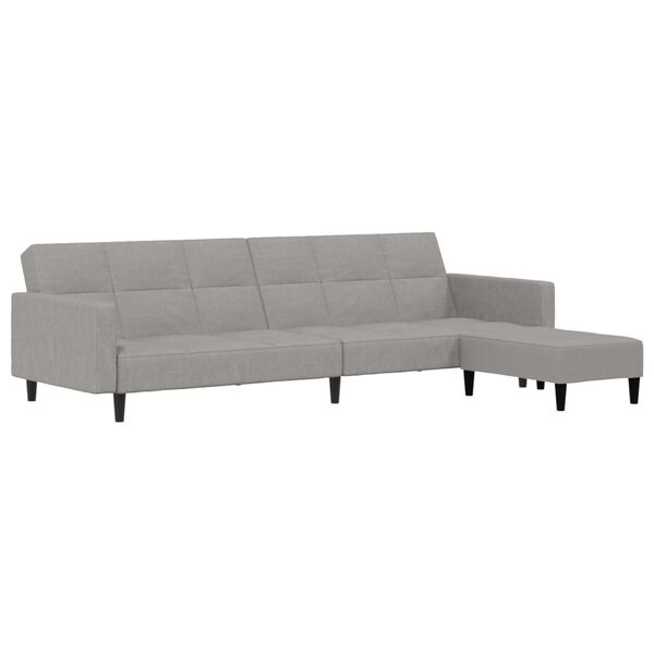 vidaXL Dvivietė sofa-lova su taburete, &scaron;viesiai pilka, audinys