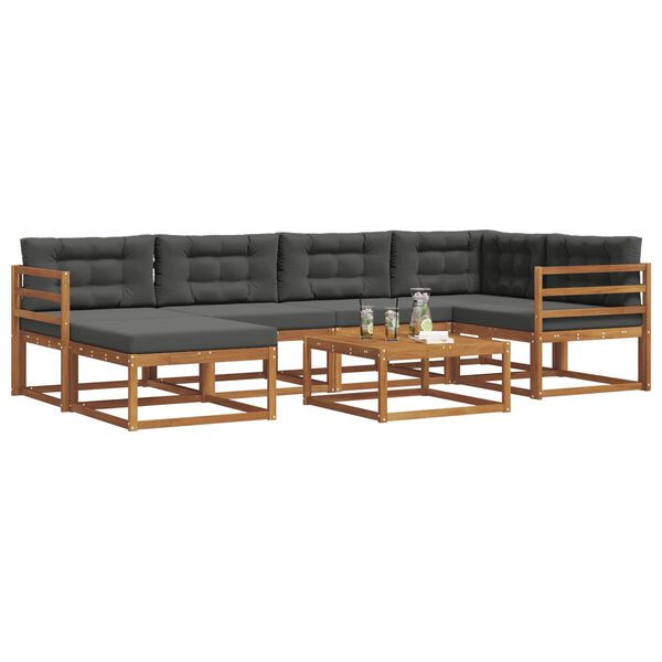 vidaXL Lauko sofos komplektas su pagalve 7 pcs Natūralus ir antracitas
