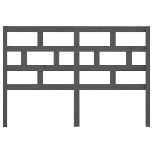 vidaXL Lovos galvūgalis, pilkas, 146x4x100cm, pušies medienos masyvas