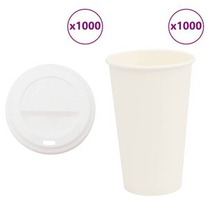 vidaXL popieriniai kavos puodeliai su dangteliais 1000 vnt 16oz 400 ml