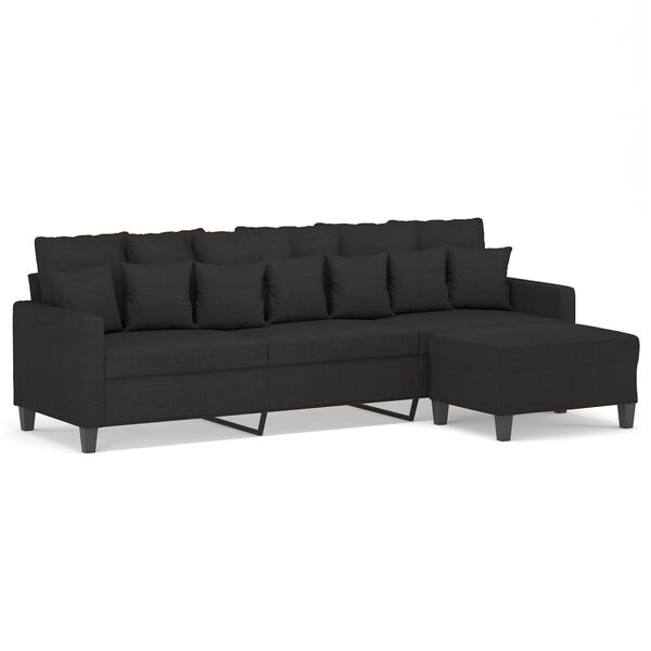 vidaXL Trivietė sofa su pakoja, juodos spalvos, 210cm, audinys