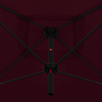 vidaXL Dvigubas skėtis su plieniniu stulpu, raudonas, 250x250cm