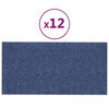 vidaXL Sienų plokštės, 12vnt., mėlynos, 30x15cm, audinys, 0,54m²