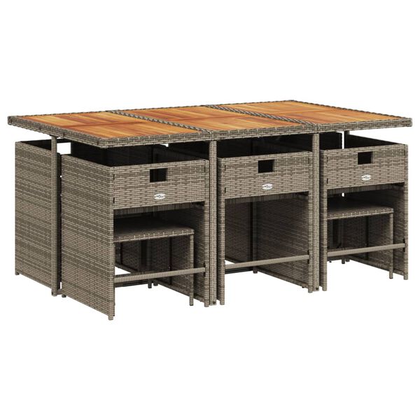 vidaXL Sodo komplektas su pagalvėlėmis, 11 dalių, pilkas, poliratanas