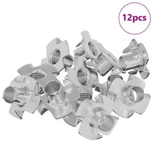 vidaXL Įpjovinė T-veržlė 12 pcs Sidabro M6 mm Plienas