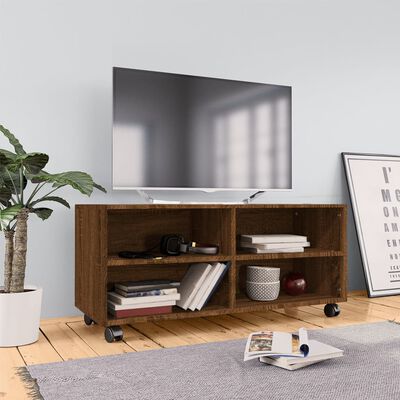 vidaXL TV spintelė su ratukais, ruda ąžuolo, 90x35x35cm, mediena