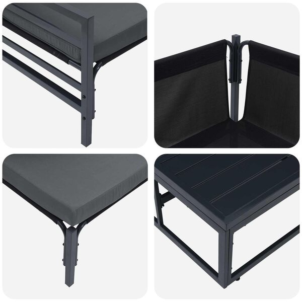 vidaXL Sodo Sofų Rinkinys su pagalve 7 pcs Juoda Plienas