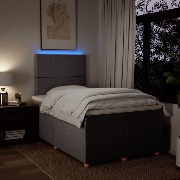 vidaXL Lova su spyruoklėmis ir čiužiniu, taupe, 120x200 cm, audinys