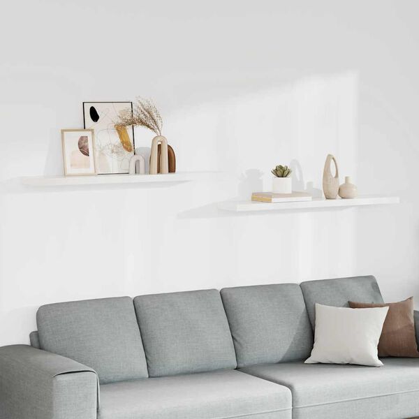 vidaXL Pakabinamos lentynos, 2vnt., baltos, 120x23,5x3,8cm, MDF