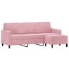 vidaXL Trivietė sofa su pakoja, rožinės spalvos, 180cm, aksomas