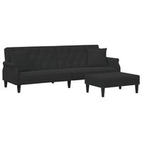 vidaXL Dvivietė sofa-lova su pagalvėmis ir pakoja, juoda, aksomas