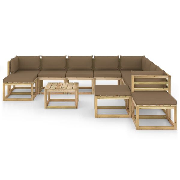 vidaXL Sodo komplektas su pagalvėlėmis, 12 dalių, impregnuota pu&scaron;is