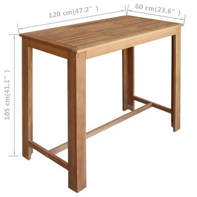 vidaXL Baro stalo ir taburečių komplektas, 5d., akacijos mediena