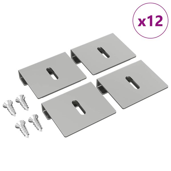 vidaXL Veidrodžio laikiklis 12 pcs Nikelio 35 x 30 x 8,3 mm Plienas