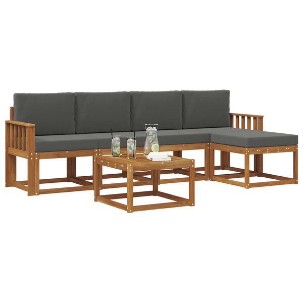 vidaXL Lauko sofos komplektas su pagalve 6 pcs Natūralus ir antracitas
