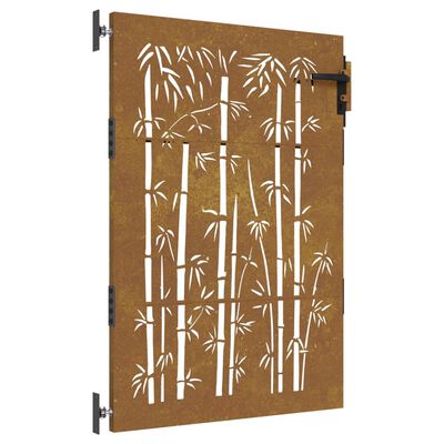 vidaXL Sodo vartai, 85x150cm, corten plienas, bambuko dizaino