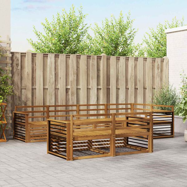 vidaXL Lauko sofos komplektas 7 pcs Natūrali Kietos akacijos mediena