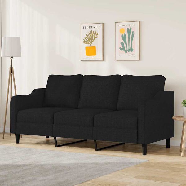 vidaXL Trivietė sofa, juodos spalvos, 180cm, audinys