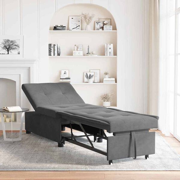 vidaXL I&scaron;traukiama sofa-lova Tamsiai pilka 194 x 67 x 82 cm