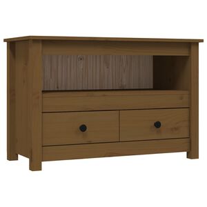 vidaXL Televizoriaus spintelė, medaus ruda, 79x35x52cm, pu&scaron;ies masyvas
