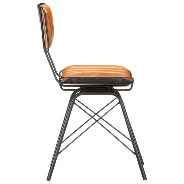 vidaXL Valgomojo kėdės, 4vnt., juodos ir rudos, tikra ožkos oda