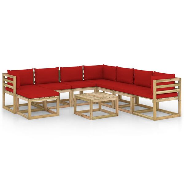 vidaXL Sodo komplektas su pagalvėlėmis, 9 dalių, impregnuota pu&scaron;is