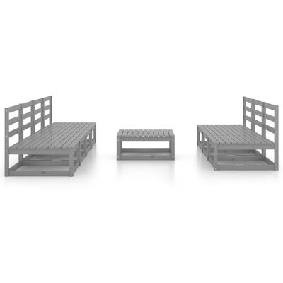 vidaXL Sodo poilsio baldų komplektas, 8 dalių, pilkas, pušies masyvas