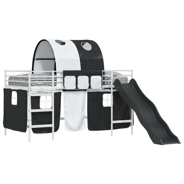 vidaXL Vaikų Lofto Lovos Rėmas Balta ir juoda 90 x 200 cm Metalas