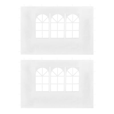 vidaXL Proginės palapinės šoninės sienos su langu, 2 vnt., baltos