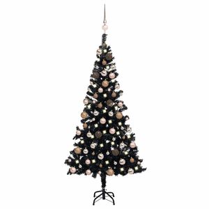 vidaXL Dirbtinė Kalėdų eglutė su žaisliukais, juoda, 120cm, PVC