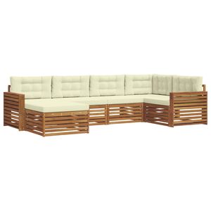 vidaXL Lauko sofos komplektas su pagalve 6 pcs Natūralus ir grietinėlė