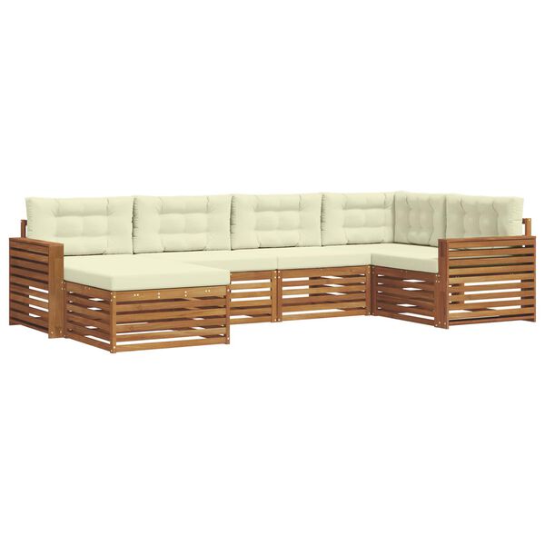 vidaXL Lauko sofos komplektas su pagalve 6 pcs Natūralus ir grietinėlė