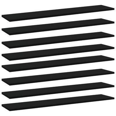 vidaXL Knygų lentynos plokštės, 8vnt., juodos, 100x20x1,5cm, MDP