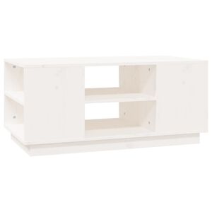 vidaXL Kavos staliukas, baltas, 90x49x40,5cm, pu&scaron;ies medienos masyvas