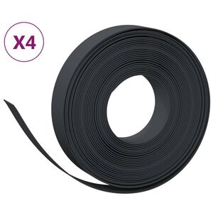 vidaXL Sodo apvadai, 4vnt., juodi, 10m, 10cm, polietilenas