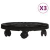 vidaXL Augalų padėklai su ratukais, 3vnt., juodi, 30cm, 170kg